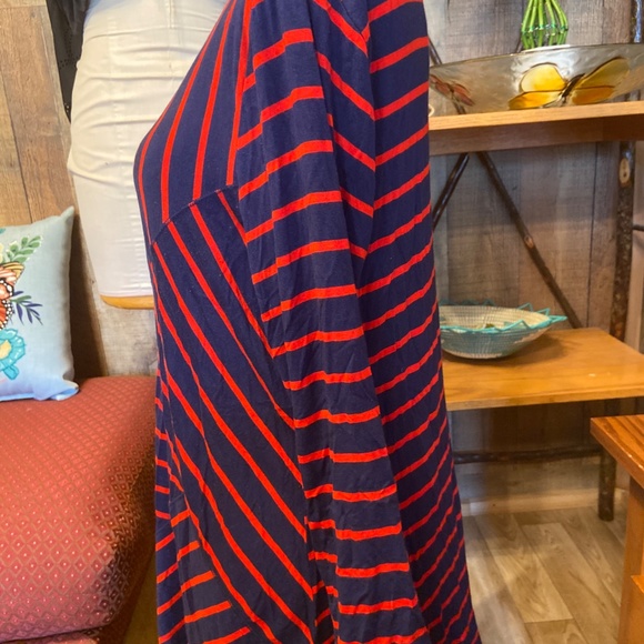 WOMEN'S SIZE XL RED NAVY LONG TUNIC TOP BLOUSE STRIPED - Picture 5 of 5